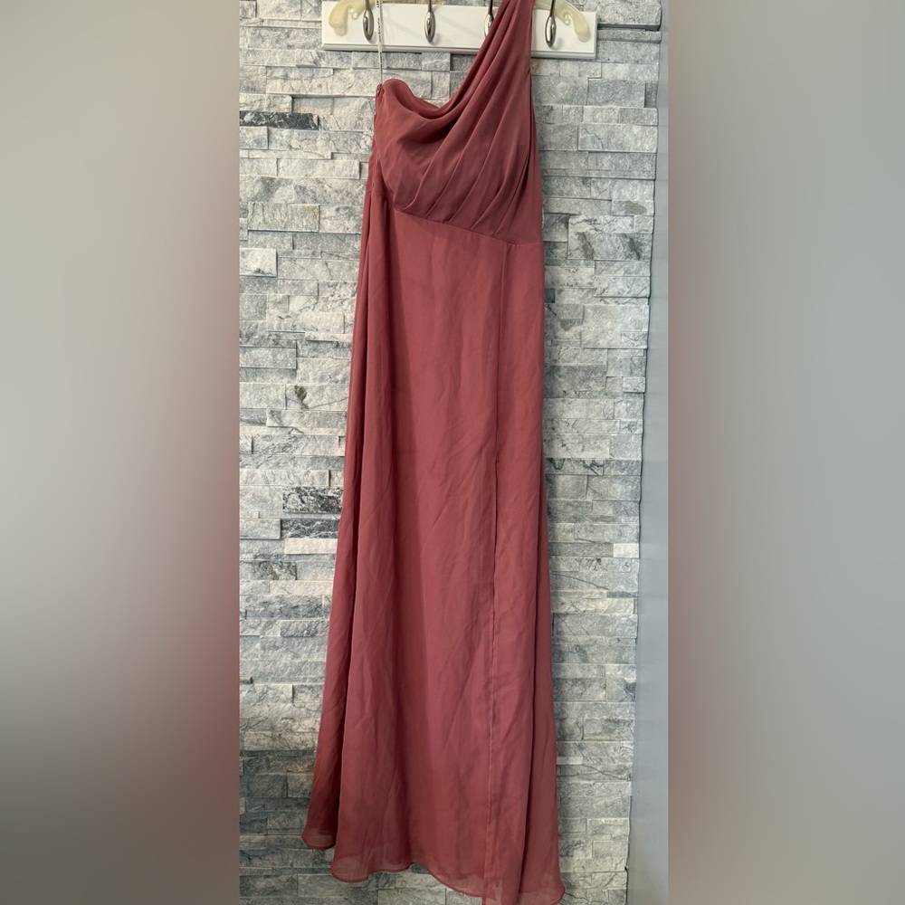 Birdy Grey Pink One-Shoulder Ruched Gown - Picture 2 of 3